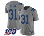 Men's Indianapolis Colts #31 Quincy Wilson Limited Gray Inverted Legend 100th Season Football Jersey