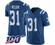 Men's Indianapolis Colts #31 Quincy Wilson Limited Royal Blue Rush Vapor Untouchable 100th Season Football Jersey