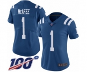 Women's Indianapolis Colts #1 Pat McAfee Royal Blue Team Color Vapor Untouchable Limited Player 100th Season Football Jersey