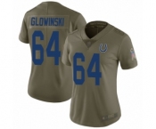 Women's Indianapolis Colts #64 Mark Glowinski Limited Olive 2017 Salute to Service Football Jersey