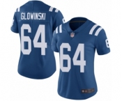 Women's Indianapolis Colts #64 Mark Glowinski Royal Blue Team Color Vapor Untouchable Elite Player Football Jersey