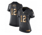 Women's Nike Indianapolis Colts #12 Andrew Luck Limited Black Gold Salute to Service NFL Jersey