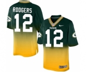 Men's Green Bay Packers #12 Aaron Rodgers Elite Green Gold Fadeaway Football Jersey
