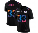Green Bay Packers #33 Aaron Jones Men's Nike Multi-Color Black 2020 NFL Crucial Catch Vapor Untouchable Limited Jersey