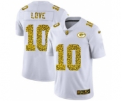 Men's Green Bay Packers #10 Jordan Love Flocked Leopard Print Vapor Limited Football Jersey White