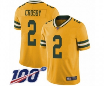 Men's Green Bay Packers #2 Mason Crosby Limited Gold Rush Vapor Untouchable 100th Season Football Jersey