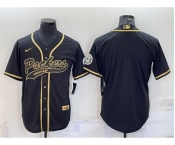 Men's Green Bay Packers Blank Black Gold With Patch Cool Base Stitched Baseball Jersey