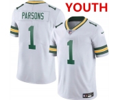Youth Green Bay Packers #1 Micah Parsons White 2025 Vapor Untouchable Limited Football Stitched Jersey