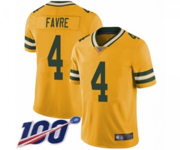 Youth Green Bay Packers #4 Brett Favre Limited Gold Rush Vapor Untouchable 100th Season Football Jersey