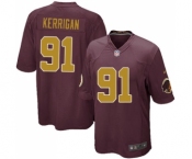 Men's Washington Redskins #91 Ryan Kerrigan Game Burgundy Red Gold Number Alternate 80TH Anniversary Football Jersey
