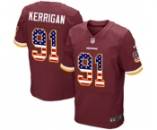 Men's Washington Redskins #91 Ryan Kerrigan Elite Burgundy Red Home USA Flag Fashion Football Jersey