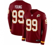 Men's Redskins #99 Chase Young Burgundy Red Team Color Stitched Football Limited Therma Long Sleeve Jersey