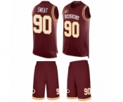 Men's Washington Redskins #90 Montez Sweat Limited Burgundy Red Tank Top Suit Football Jersey