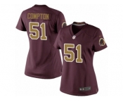 Women's Nike Washington Redskins #51 Will Compton Limited Burgundy Red Gold Number Alternate 80TH Anniversary NFL Jersey