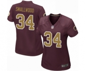 Women's Washington Redskins #34 Wendell Smallwood Game Burgundy Red Gold Number Alternate 80TH Anniversary Football Jersey