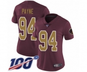 Women's Washington Redskins #94 Da'Ron Payne Burgundy Red Gold Number Alternate 80TH Anniversary Vapor Untouchable Limited Player 100th Season Football Jer