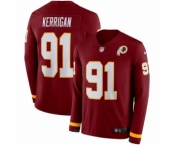 Youth Nike Washington Redskins #91 Ryan Kerrigan Limited Burgundy Therma Long Sleeve NFL Jersey