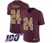 Youth Washington Redskins #24 Josh Norman Burgundy Red Gold Number Alternate 80TH Anniversary Vapor Untouchable Limited Player 100th Season Football Jersey