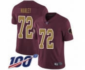 Youth Washington Redskins #72 Dexter Manley Burgundy Red Gold Number Alternate 80TH Anniversary Vapor Untouchable Limited Player 100th Season Football Jers