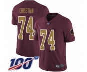 Youth Washington Redskins #74 Geron Christian Burgundy Red Gold Number Alternate 80TH Anniversary Vapor Untouchable Limited Player 100th Season Football Je