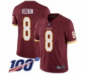 Youth Washington Redskins #8 Case Keenum Burgundy Red Team Color Vapor Untouchable Limited Player 100th Season Football Jersey