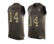 Men Nike New York Jets #14 Jeremy Kerley Limited Green Salute to Service Tank Top NFL Jersey