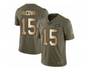 Men Nike New York Jets #15 Josh McCown Limited Olive Gold 2017 Salute to Service NFL Jersey