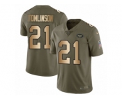 Men Nike New York Jets #21 LaDainian Tomlinson Limited Olive Gold 2017 Salute to Service NFL Jersey