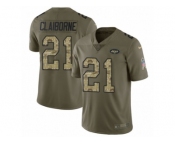 Men Nike New York Jets #21 Morris Claiborne Limited Olive Camo 2017 Salute to Service NFL Jersey