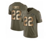 Men Nike New York Jets #22 Matt Forte Limited Olive Gold 2017 Salute to Service NFL Jersey
