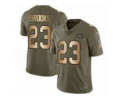 Men Nike New York Jets #23 Terrence Brooks Limited Olive Gold 2017 Salute to Service NFL Jersey