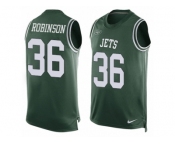 Men Nike New York Jets #36 Rashard Robinson Limited Green Player Name & Number Tank Top NFL Jersey