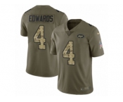 Men Nike New York Jets #4 Lac Edwards Limited Olive Camo 2017 Salute to Service NFL Jersey