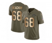 Men Nike New York Jets #68 Kelvin Beachum Limited Olive Gold 2017 Salute to Service NFL Jersey