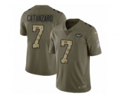 Men Nike New York Jets #7 Chandler Catanzaro Limited Olive Camo 2017 Salute to Service NFL Jersey