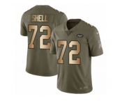 Men Nike New York Jets #72 Brandon Shell Limited Olive Gold 2017 Salute to Service NFL Jers