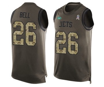 Men's New York Jets #26 Le'Veon Bell Limited Green Salute to Service Tank Top Football Jersey