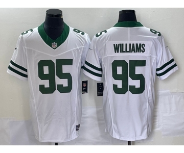 Men's New York Jets #95 Quinnen Williams White 2023 FUSE Vapor Limited Throwback Stitched Jersey