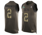 Men's Nike New York Jets #2 Teddy Bridgewater Limited Green Salute to Service Tank Top NFL Jersey
