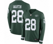 Men's Nike New York Jets #28 Curtis Martin Limited Green Therma Long Sleeve NFL Jersey