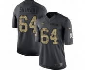 Men's Nike New York Jets #64 Travis Swanson Limited Black 2016 Salute to Service NFL Jersey