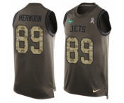 Men's Nike New York Jets #89 Chris Herndon Limited Green Salute to Service Tank Top NFL Jersey Men's Nike New York Jets #89 Chris Herndon Limited Green Salute to Service Tank Top NFL Jersey