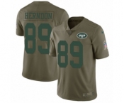 Men's Nike New York Jets #89 Chris Herndon Limited Olive 2017 Salute to Service NFL Jersey