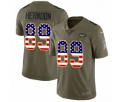 Men's Nike New York Jets #89 Chris Herndon Limited Olive USA Flag 2017 Salute to Service NFL Jersey