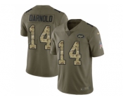 Nike New York Jets #14 Sam Darnold Olive Camo Men Stitched NFL Limited 2017 Salute To Service Jersey