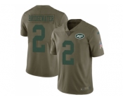 Nike New York Jets #2 Teddy Bridgewater Olive Men Stitched NFL Limited 2017 Salute To Service Jersey