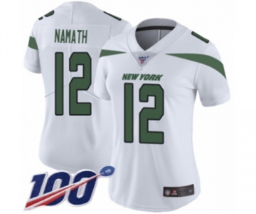 Women's New York Jets #12 Joe Namath White Vapor Untouchable Limited Player 100th Season Football Jersey