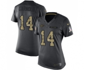 Women's New York Jets #14 Sam Darnold Limited Black 2016 Salute to Service Football Jersey