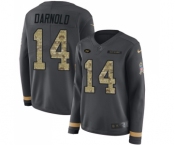 Women's New York Jets #14 Sam Darnold Limited Black Salute to Service Therma Long Sleeve Football Jersey