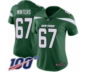 Women's New York Jets #67 Brian Winters Green Team Color Vapor Untouchable Limited Player 100th Season Football Jersey